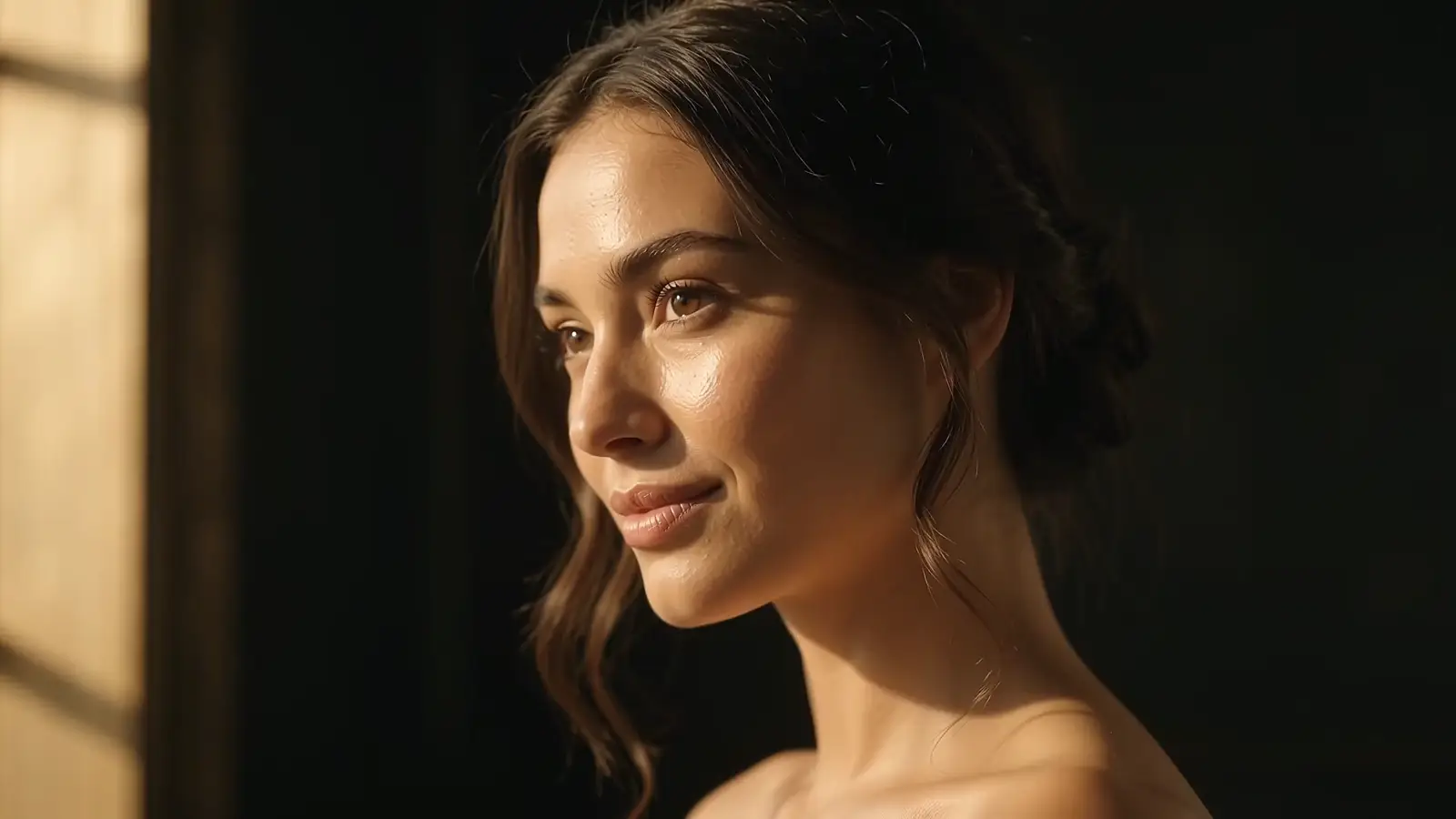 Editorial beauty portrait with warm natural skin tones